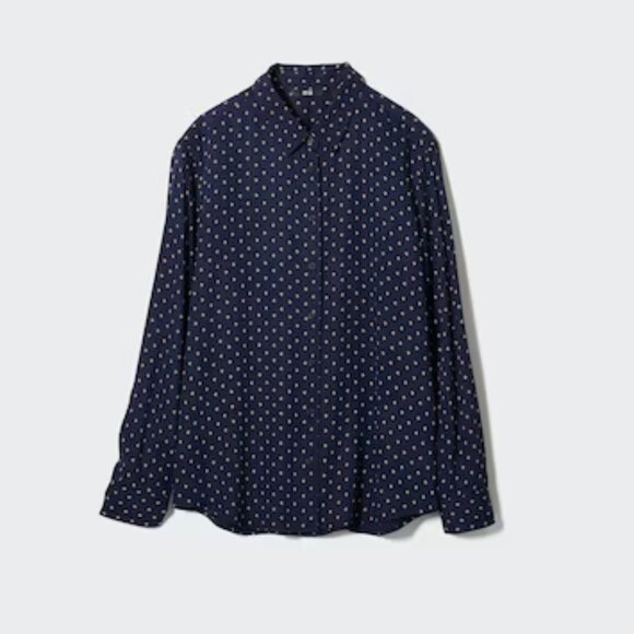 Uniqlo Black with White Polka Dot Dress Shirt (Size XL) - Picture 2 of 5